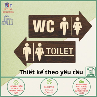 Biển nhà vệ sinh wc, biển toilet nam nữ - Resroom Chỉ dẫn nhà vệ sinh bằng gỗ-Thiết kế theo yêu cầu