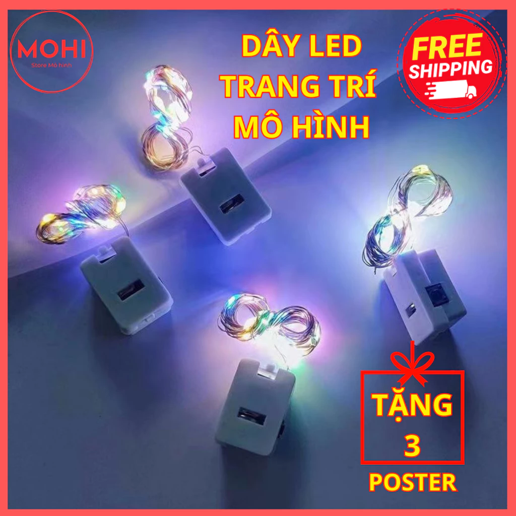 Dây đèn led trang trí mô hình fyrylight đom đóm sẵn pin dài 1 mét dùng siêu tiện, pin lâu ( Tặng Poster )