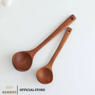 Vá canh gỗ tự nhiên ECO BAMBOO nhiều kích thước | Muôi canh gỗ nhãn chịu nhiệt ,  cán dài an toàn khi sử dụng