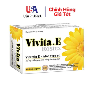 Viên uống đẹp da bổ sung Vitamin E Vivita. E Rostex Omega 3, tinh dầu nha đam - Hộp 30 viên