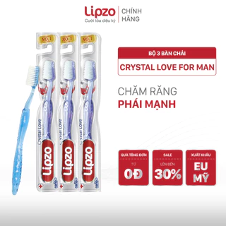 Combo 3 Bàn Chải Đánh Răng Lipzo Crystal Love For Man Cho Nam Giới  Công Nghệ Lông Nở Kết Hợp Chỉ Tơ Nha Khoa Siêu Mềm