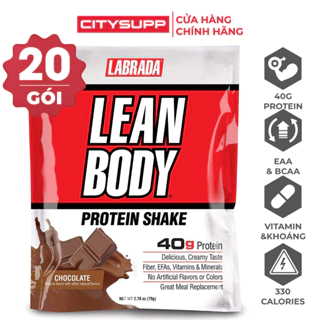 Labrada Lean Body (Set 20Gói), Sữa Thay Thế Bữa Ăn, 40g Whey Protein, Tinh Bột & Chất Xơ, 22 Vitamin Khoáng Chất