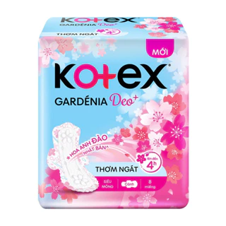 Combo 6 gói băng vệ sinh Kotex Gardenia Deo+ - Hoa Anh Đào Mặt Bông siêu mỏng 23cm 8 miếng