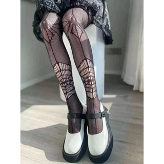 Quần tất Fishnet họa tiết bất đối xứng phong cách gothic cho nữ