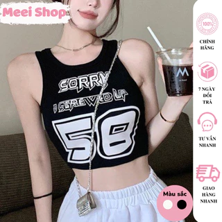 Áo ba lỗ croptop nữ Meei Shop in họa tiết 58 cá tính, Áo kiểu nữ cá tính -A71-