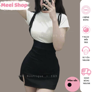 Set yếm hai dây cột nơ kèm áo thun ôm body Meei Shop, Set kiểu nữ chất thun gân tăm QC loại 1 (không có lót trong) -A69-