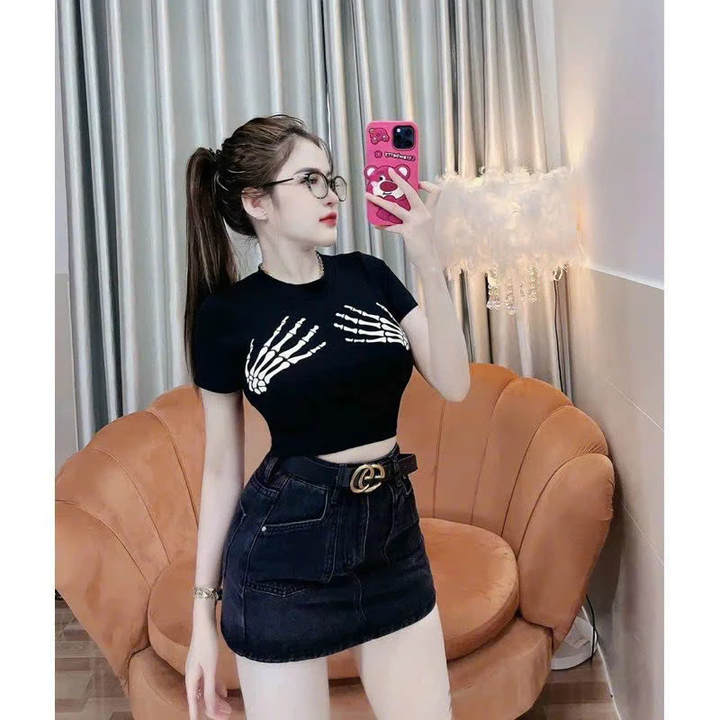 ÁO THUN CROPTOP IN HÌNH BÀN TAY