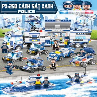 Đồ Chơi Lắp Ráp Lego Mô Hình Cảnh Sát SWAT Robot, Máy Bay Trực Thăng, Xe Chỉ Huy, Đồn Cảnh Sát, Cảnh Sát Đặc Nhiệm PX250