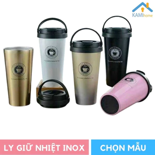 Ly giữ nhiệt inox Nắp bật 450ml bình cốc uống nước cà phê cao cấp KM22040