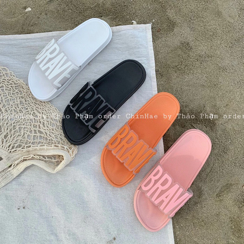 Dép BRAVE nhiều màu sắc cao su non thời trang nữ mùa hè đi biển chống thấm nước chống trơn trượt đi trong nhà D001