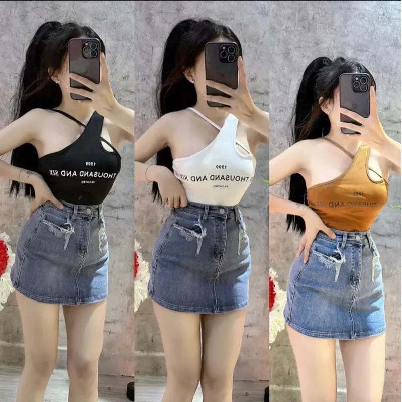 ÁO CROPTOP LỆCH VAI CÓ MÚT FOM NGẮN TRÊN RÚN DƯỚI 55kg