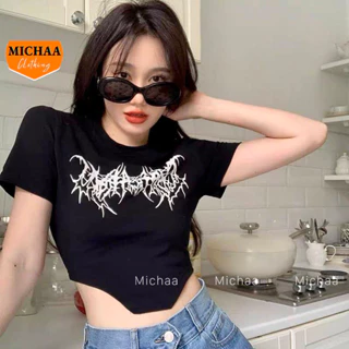 Áo Croptop Nữ SPIDER Tay Ngắn Ôm Body, Áo Thun Croptop Kiểu Sexy Chất Thun Borip MICHAA CR66