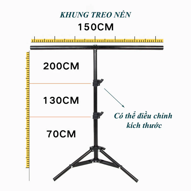 (GẤP GỌN) KHUNG/CÂY chữ T Treo Phông Nền chụp ảnh, Tặng Kẹp, Giá đỡ treo phông pvc, vải nền chụp ảnh