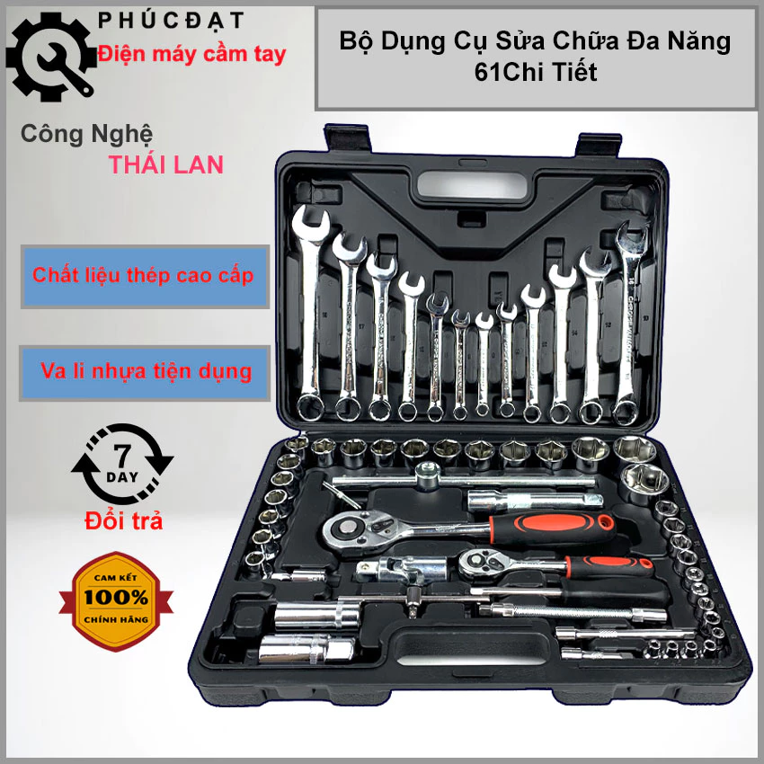 [LOẠI TỐT] Bộ dụng cụ mở bu lông ốc vít bộ dụng cụ sửa chữa ô tô xe máy bộ dụng cụ đa năng 61 chi tiết cầm tay cao cấp