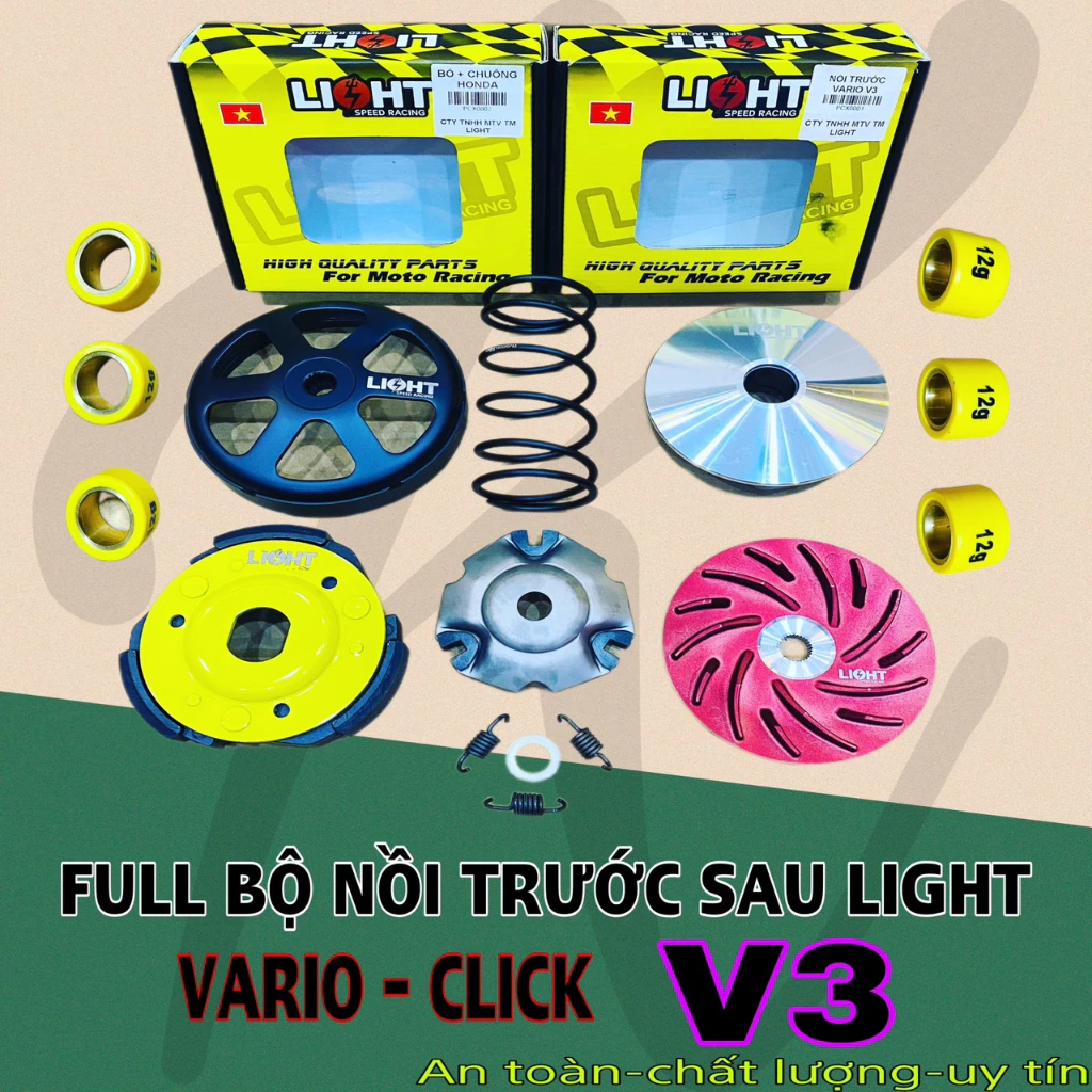 Bộ nồi trước sau LIGHT Speed Racing V3 xe Honda Vario, Click Thái, Air Blade 125-150, PCX