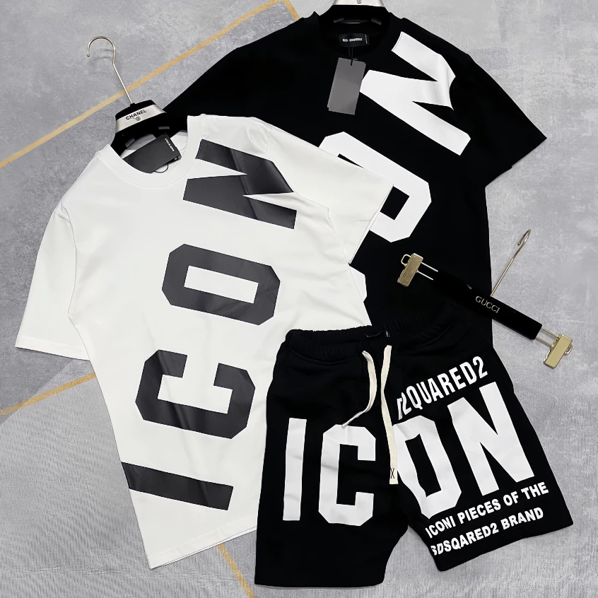 Bộ Đồ Nam Hè Cộc Tay DSQ2 ICon Chữ In Nhiệt Cực Nét - Bộ Thể Thao DSQ2 ICON Chất Liệu vải Cotton Cao Cấp Thời Trang 2023