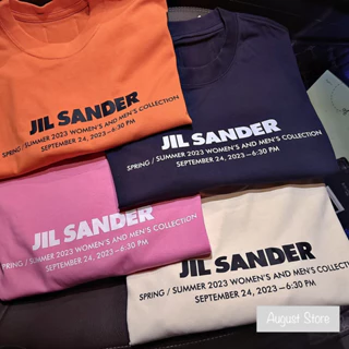 Áo Phông Jil Sander Chữ Nhỏ Họa Tiết Thun Cộc Tay Dáng Rộng Giấu Quần Freesize