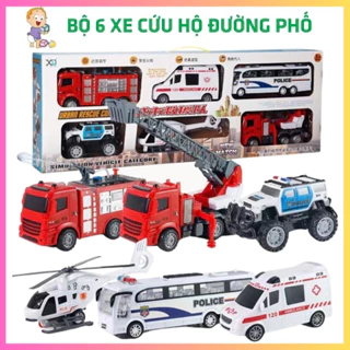 [Hoả Tốc HCM] Set 6 Xe Cứu Hộ Đường Phố: Xe cứu hoả,xe cảnh sát,xe cứu thương cỡ lớn quà tặng bé trai