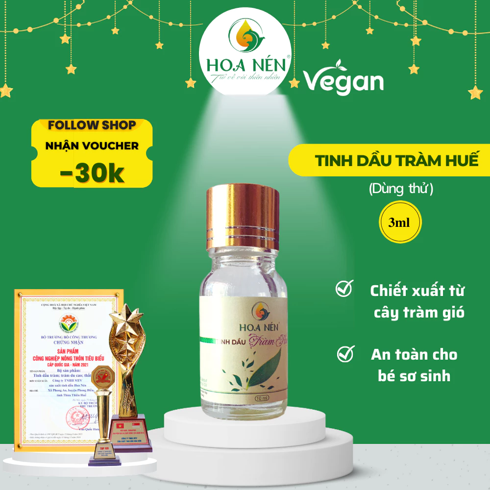 Tinh dầu Tràm nguyên chất dùng thử 3ml - Hoa Nén - An toàn cho mẹ và bé