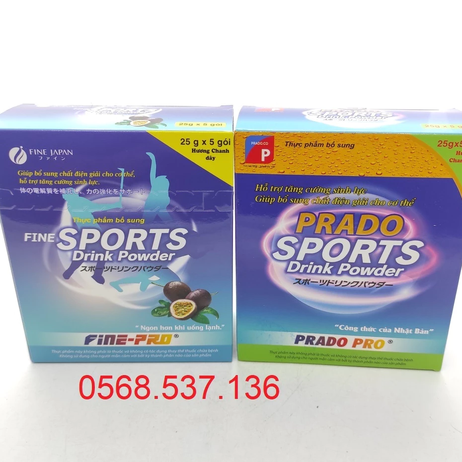 Fine Sport Drink Powder Nước Uống Bù Điện Giải Nhật & Prado Sports Drink Powder Vị Chanh Leo