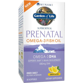 HŨ 30 VIÊN DẦU CÁ DHA OMEGA 3 CHO MẸ BẦU Garden of Life Minami Natural Prenatal Fish Oil, VỊ CHANH Lemon Flavor