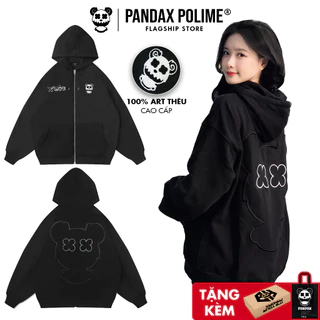 Áo hoodie zip nam nữ local brand bigsize form rộng chất nỉ chân cua dày dặn cặp đôi unisex Pandax big bear màu đen