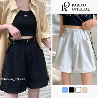 Quần shorts nữ cạp cao ống rộng, quần short nữ phong cách_c41