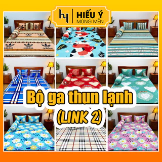 Bộ ga thun lạnh siêu mịn mát 1m2-1m4-1m6-1m8, nệm dưới 20cm | Mùng mền Hiếu Ý