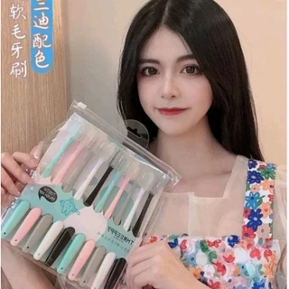 🍓🍒🌿Vỉ 10 bàn chải đánh răng lông mềm có nắp đậy🍎🌿