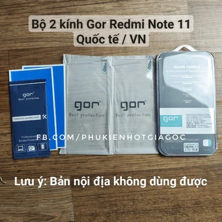 Bộ 2 kính cường lực / Ốp silicon Gor Xiaomi Redmi Note 11 / Note 11 Pro phiên bản quốc tế / Việt Nam / Nhập khẩu TQ