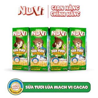 (Có Thẻ Quà)Lốc 4 Hộp Nuvi Sữa Tươi Trái Cây Nho/ Cam/ Lúa Mạch Vị Cacao/ Sữa Chua Dâu Hộp 180ml NUTIFOOD - YOOSOO MALL