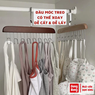 Móc treo áo 2 dây bra đa năng tiện lợi giá treo 8 mắc bằng gỗ treo áo lót cà vạt thắt lưng túi xách gọn tủ quần áo