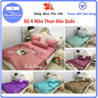 [Link 2] Bộ Ga Thun Lạnh Hàn Quốc 1 màu ,4 món ( 1 ga bọc + 2 vỏ gối nằm + 1 vỏ gối ôm)