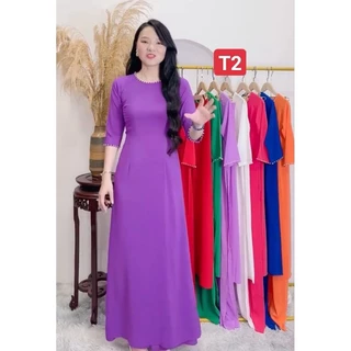 Áo Dài Trơn Cổ Tròn Lụa Nhật HABUTAI (NHIỀU MÀU) đủ size  từ S/M/L/XL/2XL/3XL/4XL/5XL kí phần 1