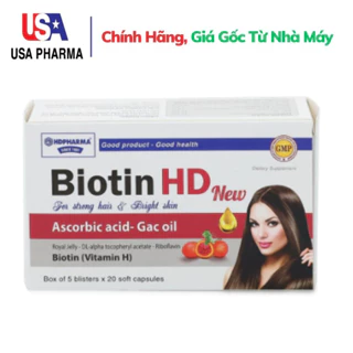 Biotin HD New HDPHARMA dầu gấc giúp đẹp sáng da, giảm rụng tóc - 100 viên