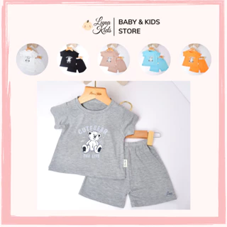 Bộ quần áo cộc tay in hình gấu Cute Bear chất liệu peptit sợi tre cho bé trai, bé gái - BĐ02 - LunaKids [Ảnh thật]