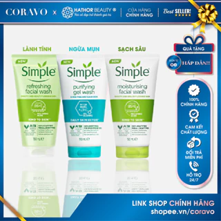 Sữa Rửa Mặt Simple Refreshing Facial Wash 150ml - Dịu Nhẹ Cho Da Dầu Mụn, Nhạy Cảm - Coravo