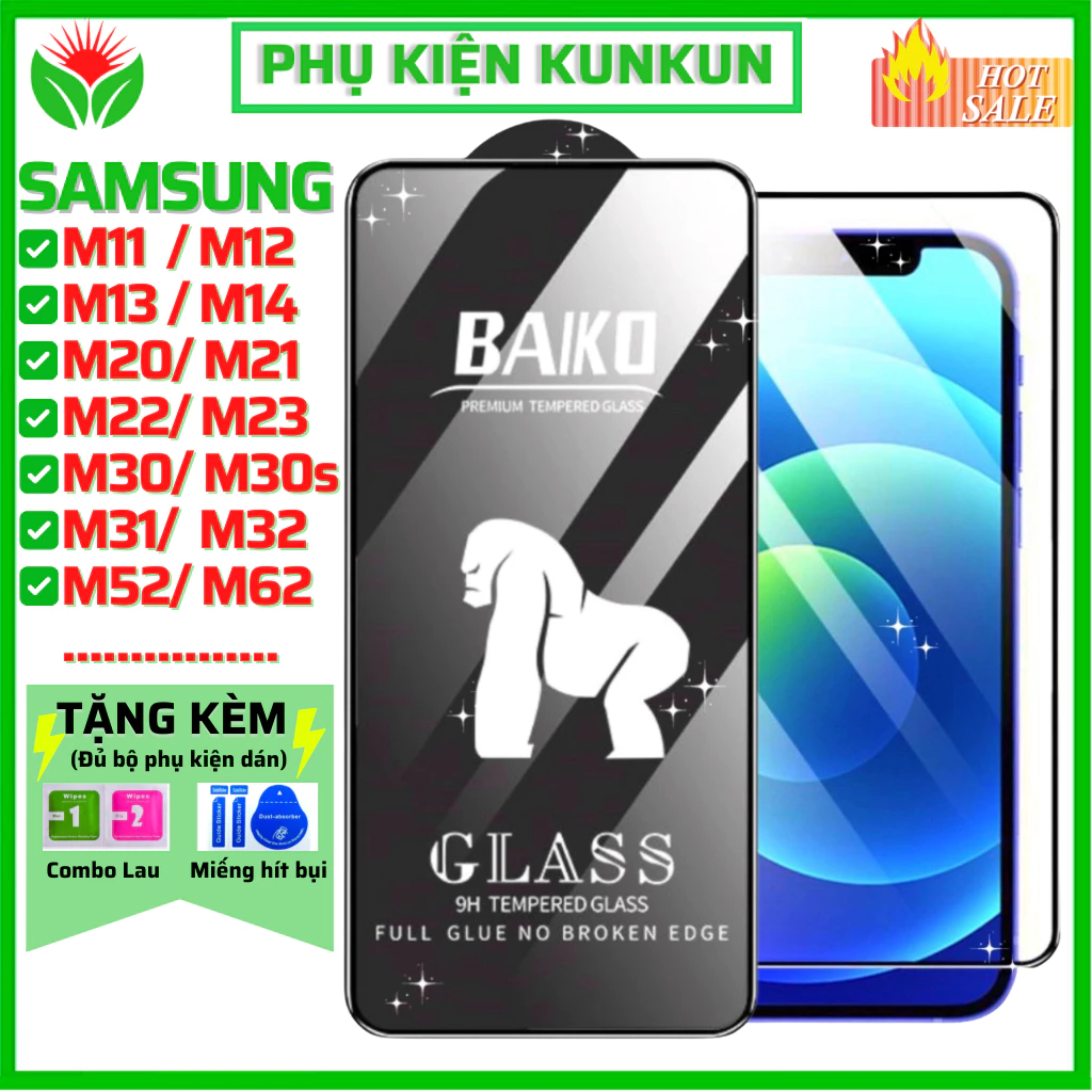 Cường lực Baiko Samsung A35 A55 M15 M12 M13 M14 M21 M22 M23 M30 M30s M31 M32 M62 M34 A05 A05s M54 A50s A15 A25 M34 M54