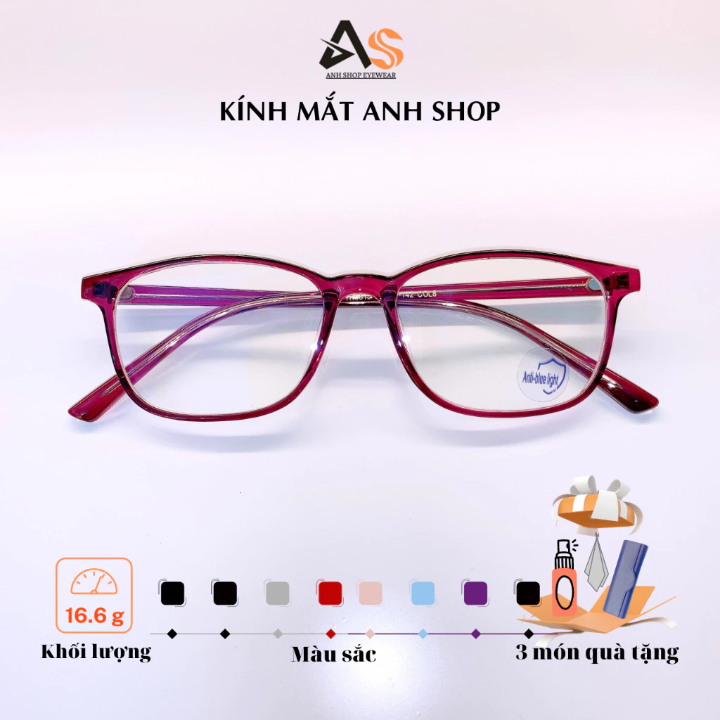 Gọng kính vuông thời trang nhỏ xinh nhiều màu sắc, đeo sáng da 8518A
