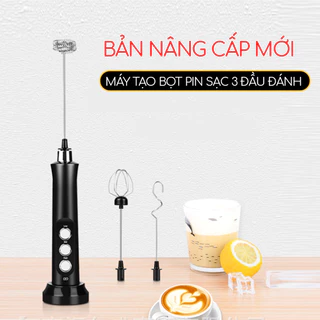 Máy tạo bọt đánh cafe đánh trứng pin sạc tốc độ cao Dòng Cao Cấp 3 tốc độ