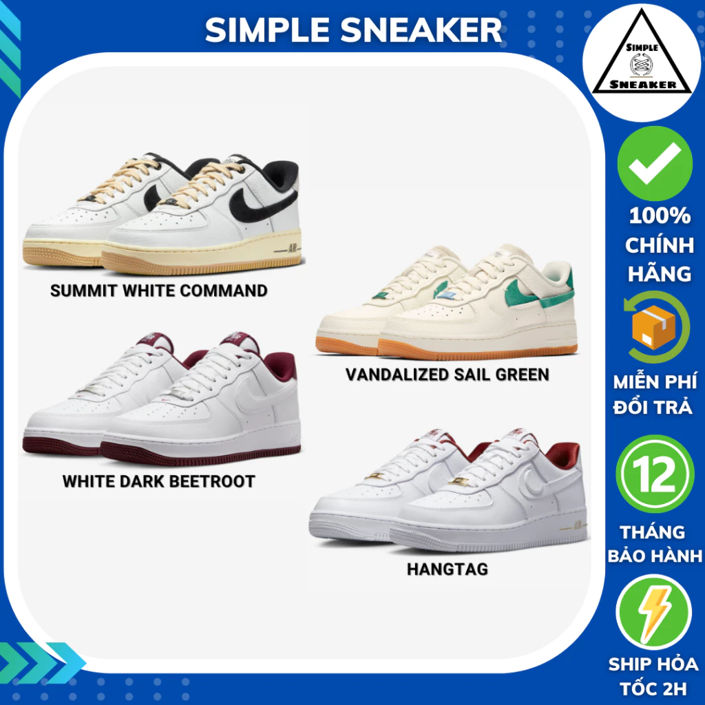 Giày Nike Air Force 1 Nam Nữ Chính Hãng 💙SIMPLE SNEAKER💙 AF1 Summit White Command - Dark Beetroot - Hangtag