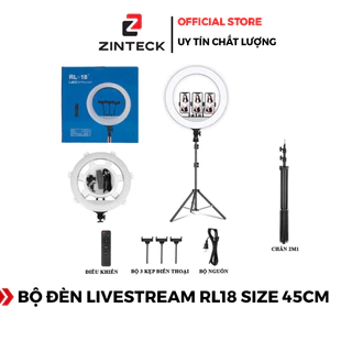 Bộ Đèn Live Stream RL 18 Size 45cm + Chân Đèn + Kẹp Điện Thoại - Chính Hãng HD DESIGN