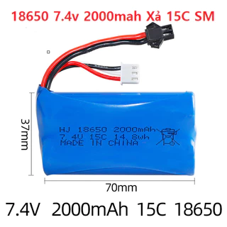 Pin Sạc Lithium Lion 2s 18650 7.4v 2000mah xả 15c Xe Điều Khiển Từ Xa Hàng Mới 100%