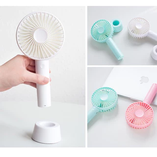 Quạt Cầm Tay Mini Minifan 3 Tốc Độ Gió Pin Sạc Tích Điện Kèm Dây Đeo Và Chân Để Bàn