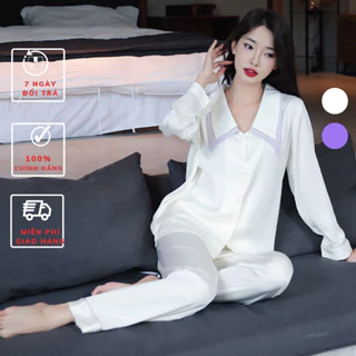 Bộ Đồ Ngủ Pijama Lụa LADY QUEEN Cổ Cánh Sen Cao Cấp - LB26