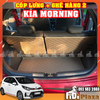 Kia Morning : Thảm Ô Tô Da Cacbon 6D Trải Mặt Cốp+ Lưng Ghế Hàng 2 của xe Morning Cao Cấp  - Không mùi, Chống trầy xước!