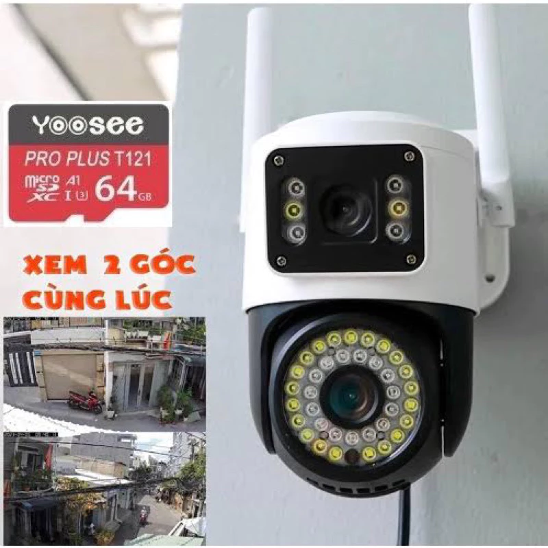 Camera Yoosee Wifi 2 Mắt giám sát Ngoài Trời Không Dây Ip66 Thông Minh chống nước an toàn AI - FHD 4.0mpx Siêu Nét