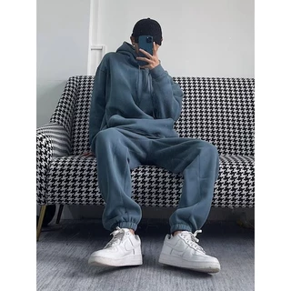 Set Bộ Đồ Nỉ Hoodie Trơn Phối Mũ Sành Điệu, Phong Cách Unisex Trẻ Trung, Chất Liệu Nỉ 2 Lớp Dày Dặn Ấm Áp Bền Đẹp