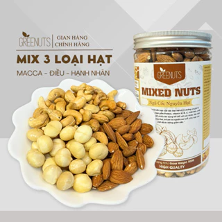 Hạt Dinh Dưỡng Mix 3 Loại Cao Cấp GREENUTS Hạt Macca Hạnh Nhân Hạt Điều 500G