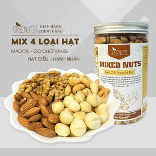 Hạt Dinh Dưỡng Mix 4 Loại GREENUTS Hạt Macca Óc Chó Vàng Hạnh Nhân Hạt Điều 500G